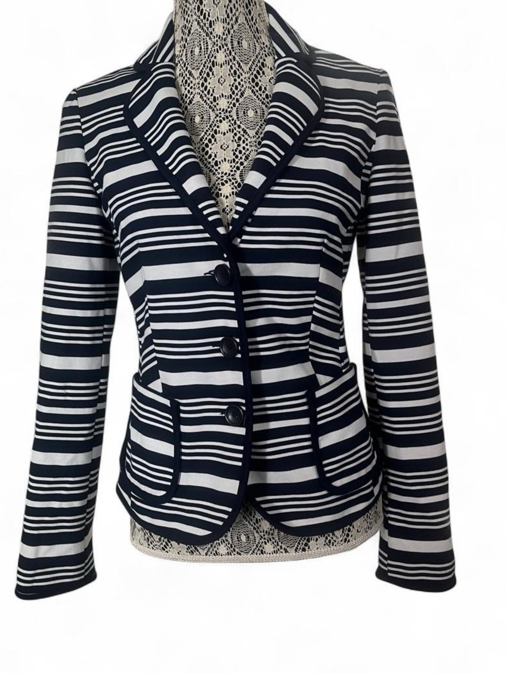 INC International Concepts Navy & White Striped Blazer